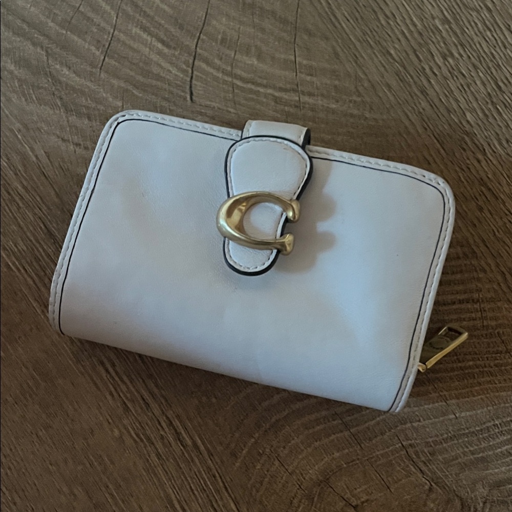 Coach White Leather Wallet with Gold Accent